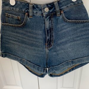 Dark wash mom shorts